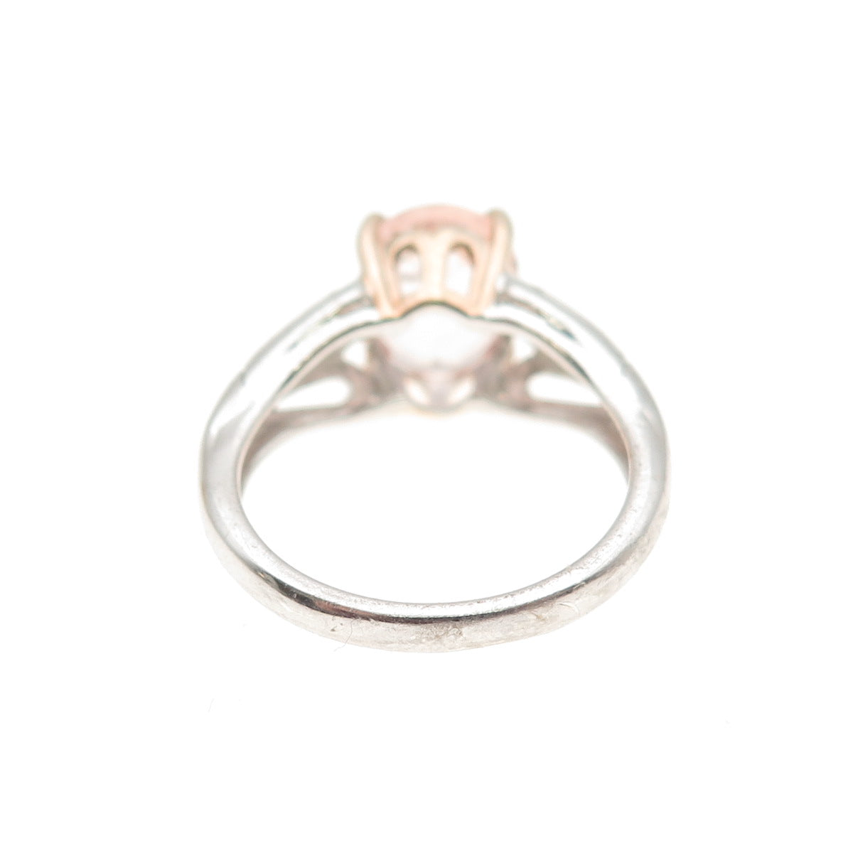925 Sterling Silver Real Oval-Cut Morganite Floral Ring Size 6