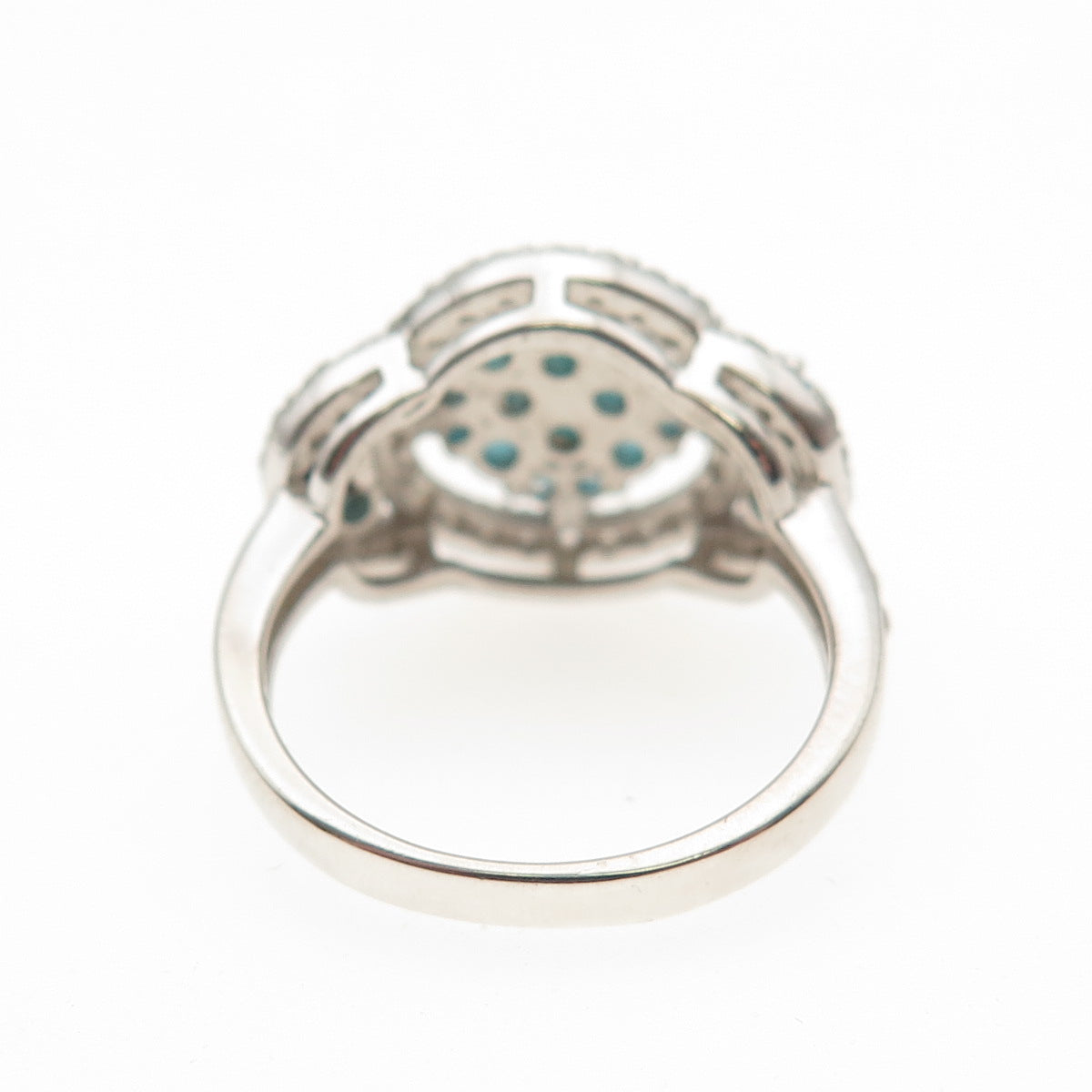 925 Sterling Silver Round-Cut Blue & White C Z Ring Size 5