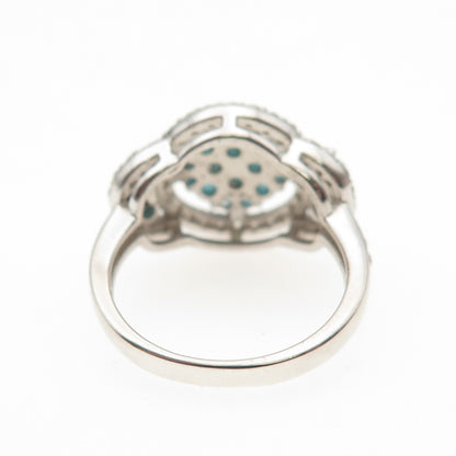 925 Sterling Silver Round-Cut Blue & White C Z Ring Size 5