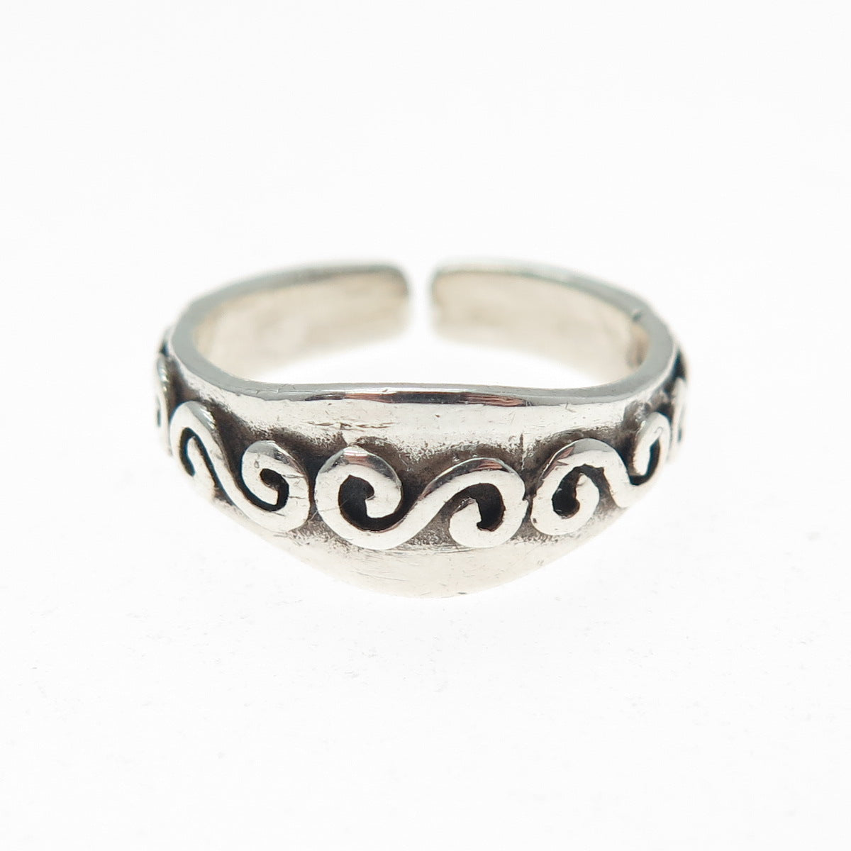 925 Sterling Silver Vintage Modernist Spiral Adjustable Ring Size 4.75