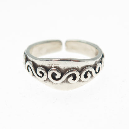 925 Sterling Silver Vintage Modernist Spiral Adjustable Ring Size 4.75
