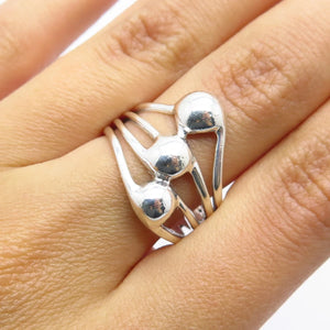 925 Sterling Silver Vintage Beaded Multi-Bar Ring Size 7.75