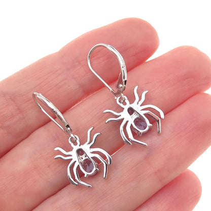 Chuck Clemency 925 Sterling Silver Real Tanzanite Spider Dangle Earrings