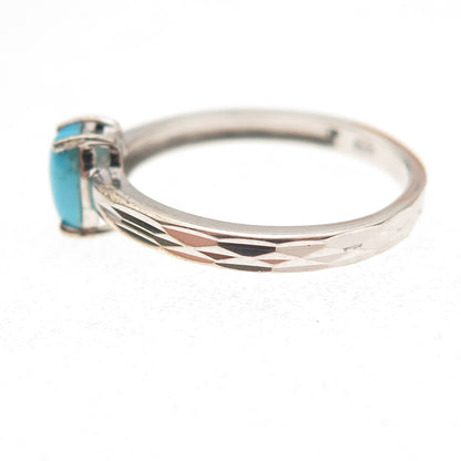 Chuck Clemency 925 Sterling Silver Real Turquoise Diamond-Cut Ring Size 8.25
