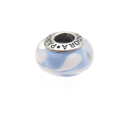Pandora 925 Sterling Silver Murano Glass Slide Bead Charm