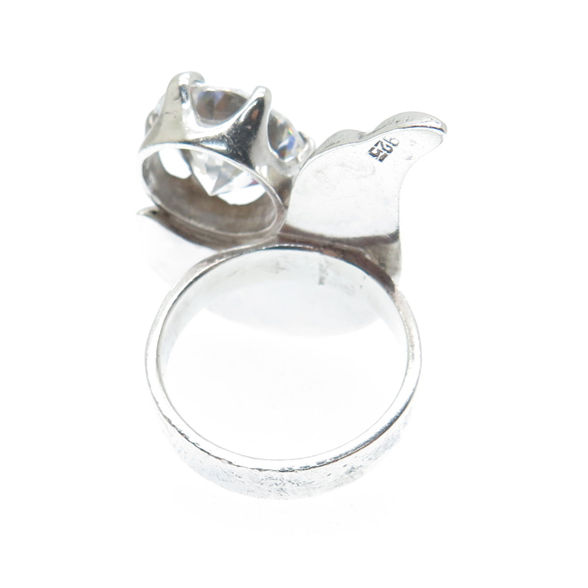 925 Sterling Silver Vintage Round-Cut C Z Modernist Ring Size 6.75
