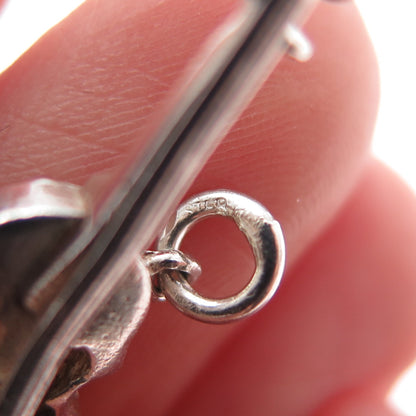 925 Sterling Silver Vintage Violin Music Instrument 3D Charm Pendant
