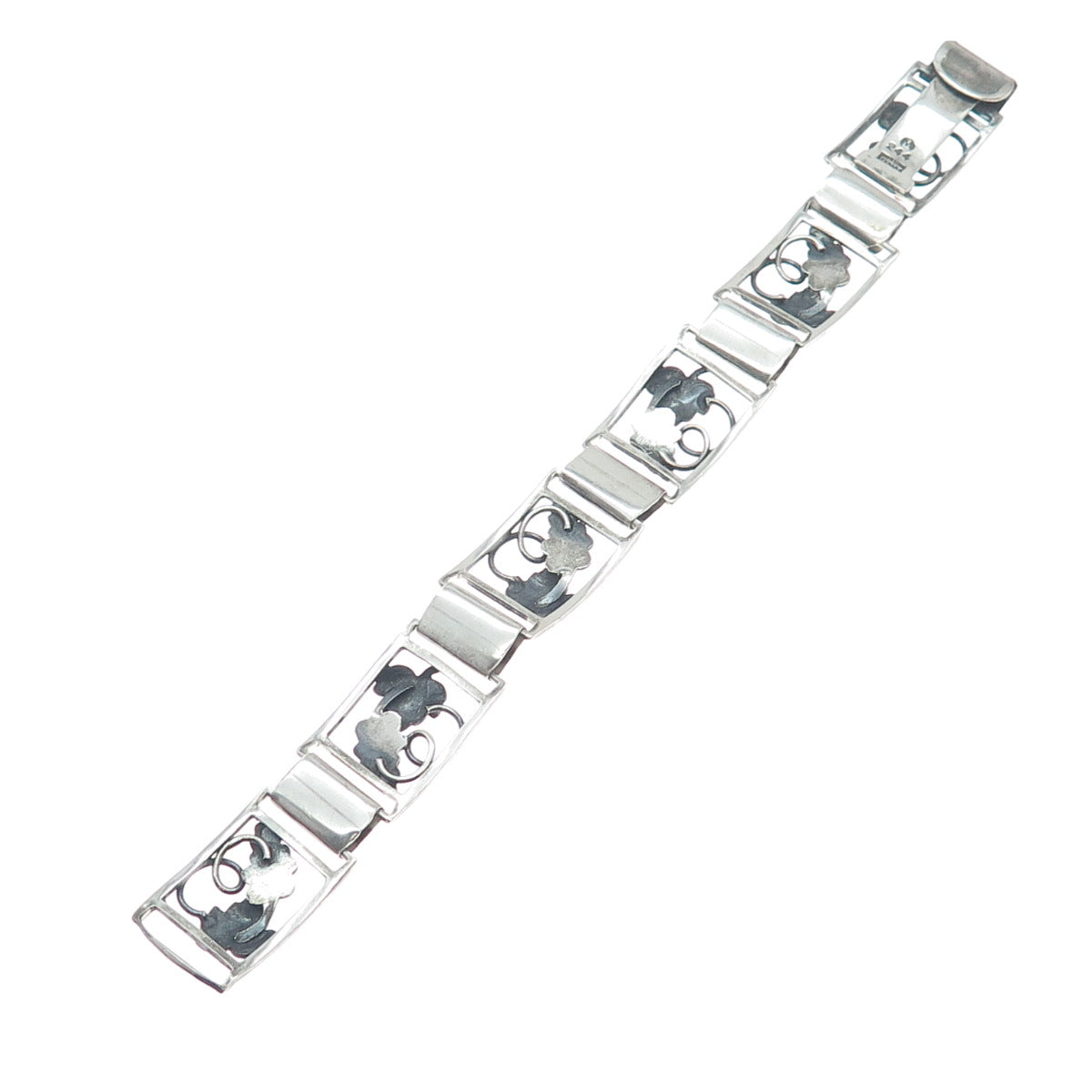 FIR. MUNKSGAARD 925 Sterling Vintage Denmark Grape Panel Link Bracelet 7.5" #244