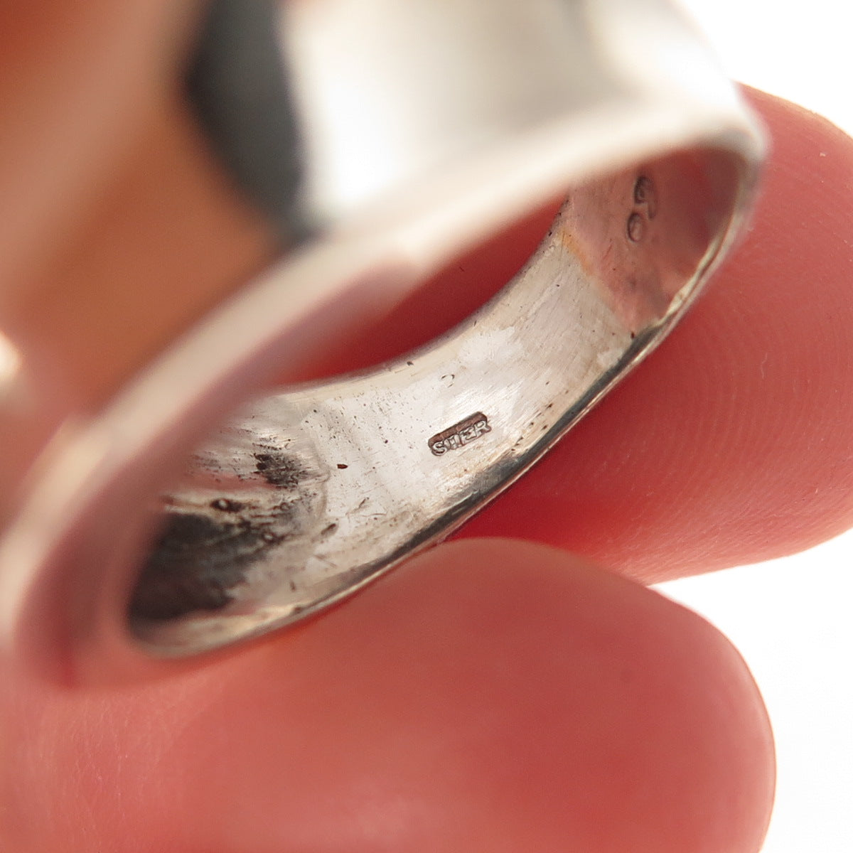 925 Sterling Silver Vintage Modernist Oxidized Ring Size 6.5