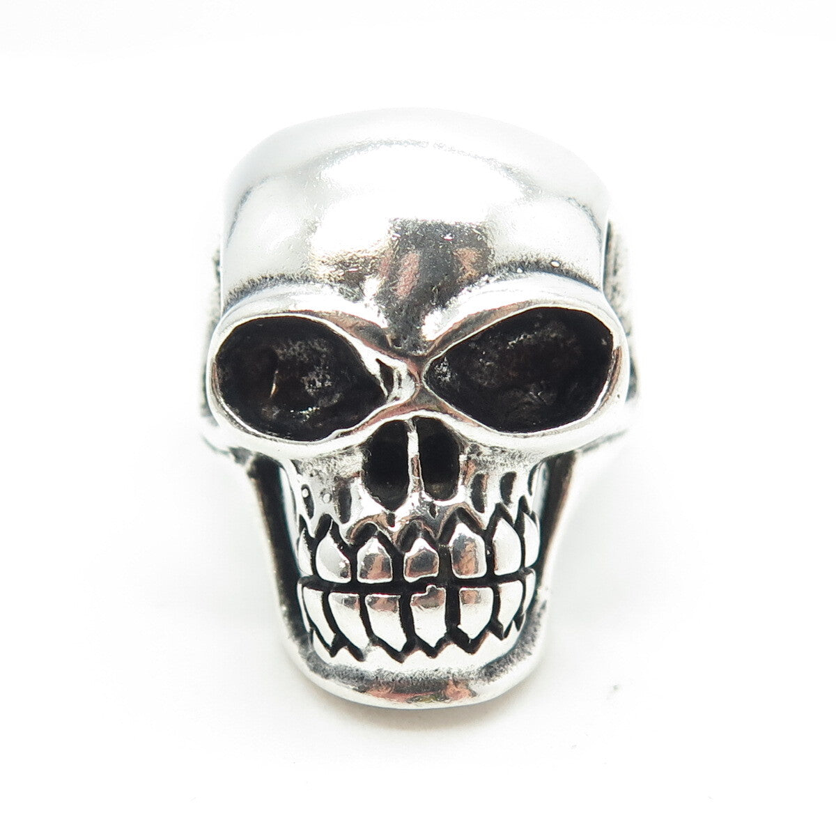 925 Sterling Silver Vintage Skull Biker Ring Size 12