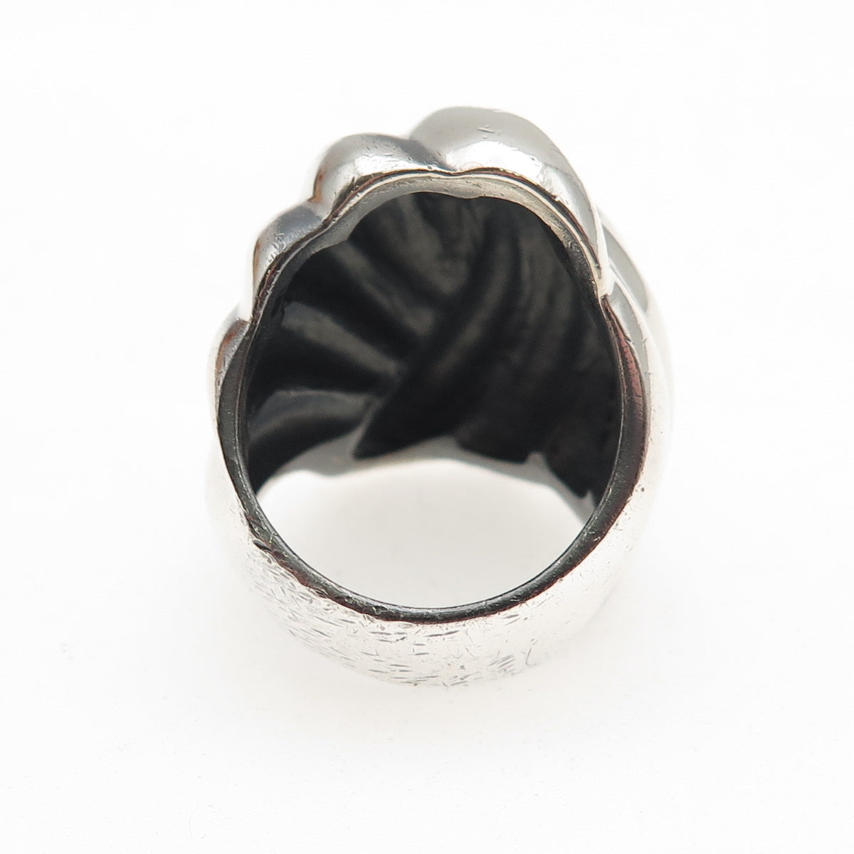 925 Sterling Silver Vintage Mexico Modernist Dome Oxidized Ring Size 8
