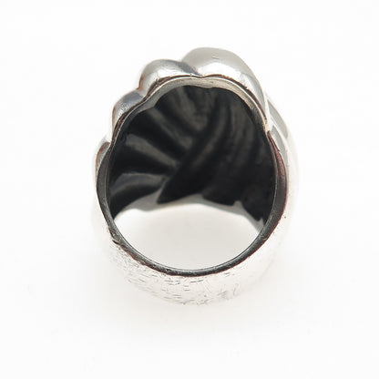 925 Sterling Silver Vintage Mexico Modernist Dome Oxidized Ring Size 8