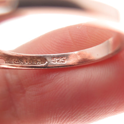 925 Sterling Silver Rose Gold Plated Real Smoky Quartz & C Z Ring Size 7.5