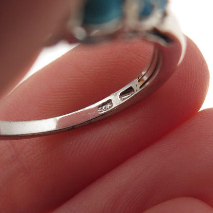 Chuck Clemency 925 Sterling Silver Real Turquoise & Apatite Ring Size 8.25