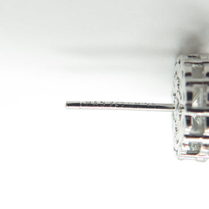 HAN 925 Sterling Silver Round-Cut White C Z Stud Earrings