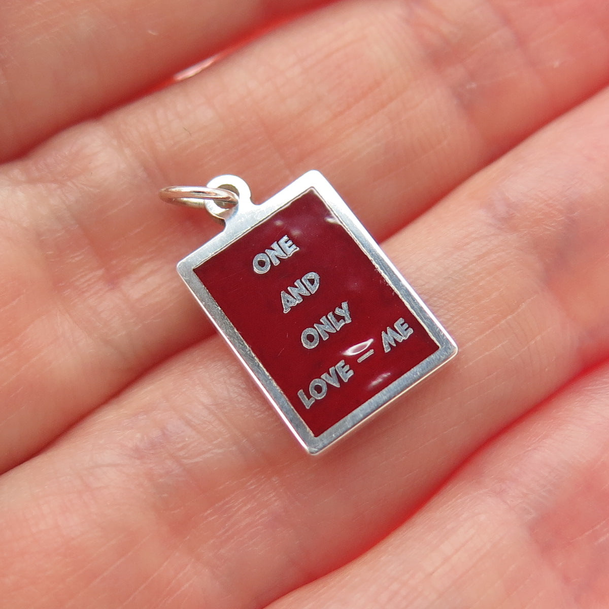 925 Sterling Silver Red Enamel One & Only Love - Me Minimalist Charm Pendant