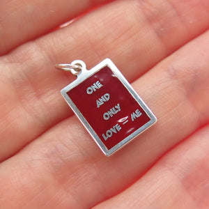 925 Sterling Silver Red Enamel One & Only Love - Me Minimalist Charm Pendant