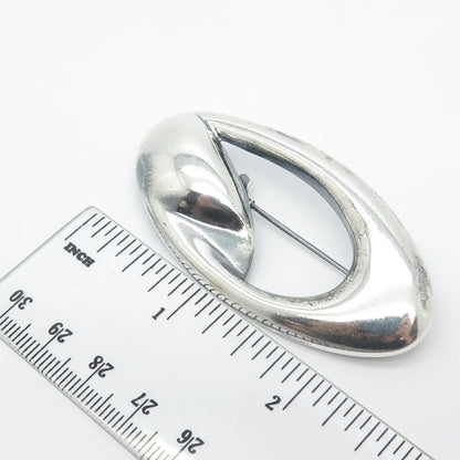 925 Sterling Silver Vintage Italy Modernist Oval Pin Brooch