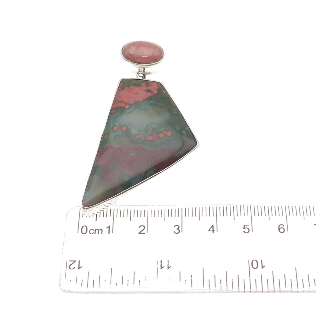 Stanley Bain Navajo Old Pawn Sterling Silver Vintage Agate & Rhodonite Pendant