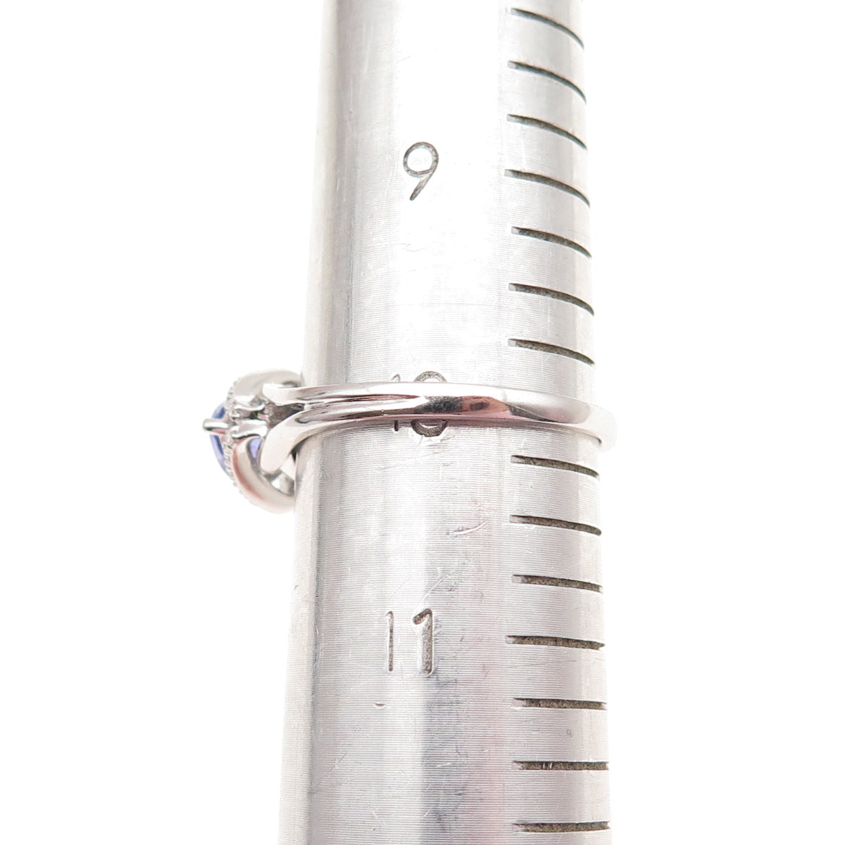 J. Stella 925 Sterling Silver Real Diamond & Tanzanite Ring Size 10