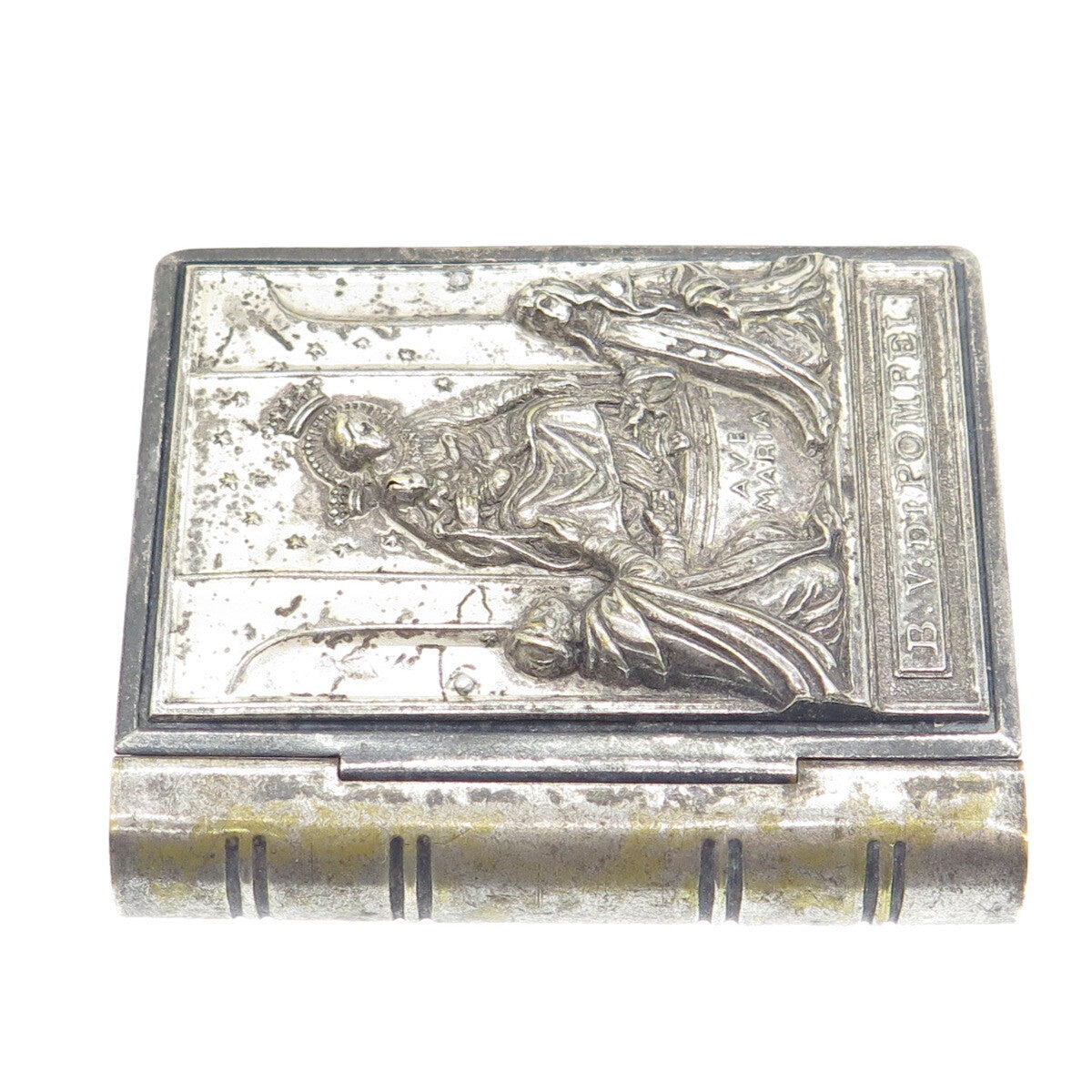Antique Victorian 2-Tone Ave Maria B.V. Di Pompei Rosary Book Box
