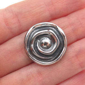 925 Sterling Silver Vintage Modernist Spiral Oxidized Mini Slide Charm Pendant