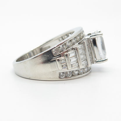 925 Sterling Silver C Z Wide Ring Size 11.25