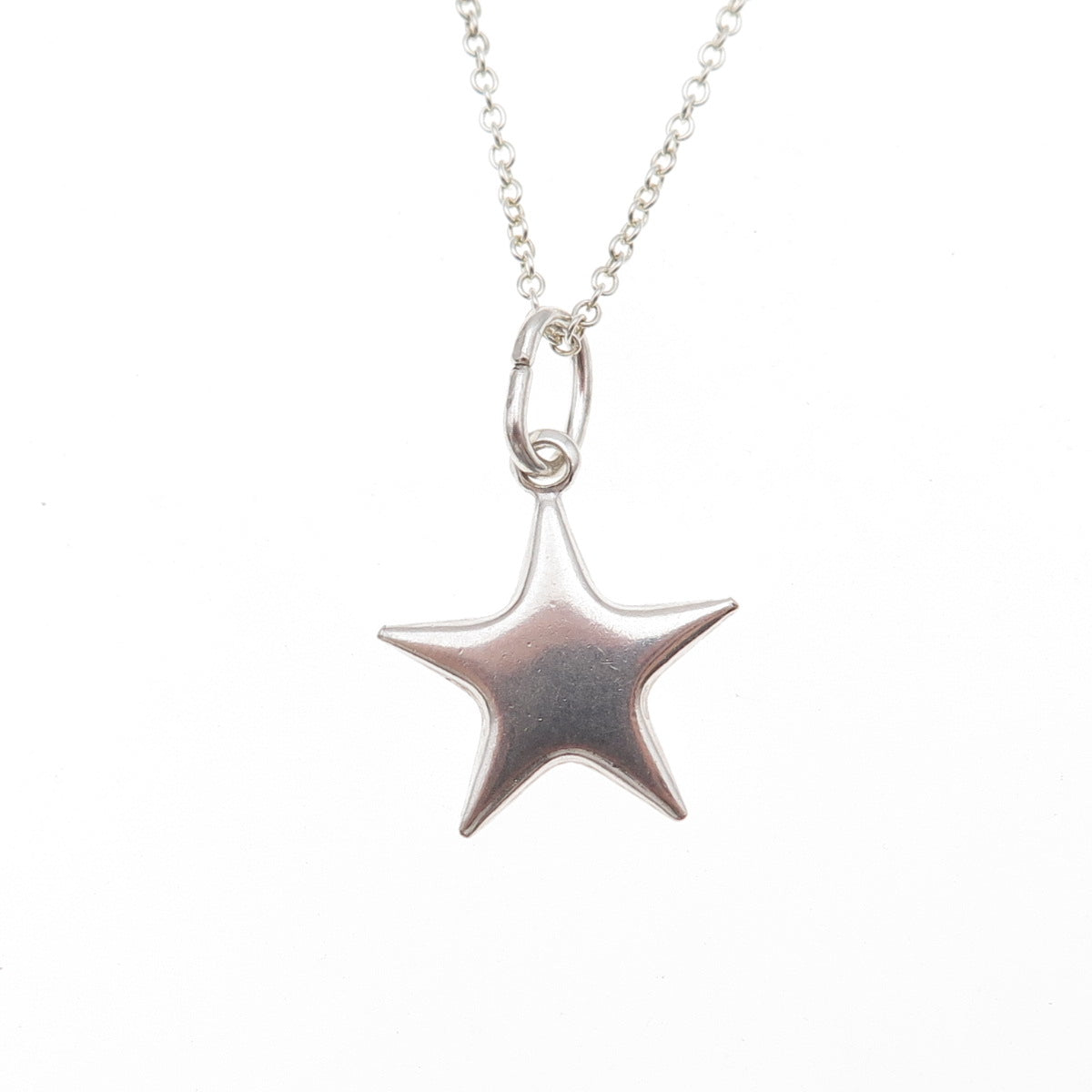 925 Sterling Silver Vintage Italy Star Cable Chain Necklace 18"