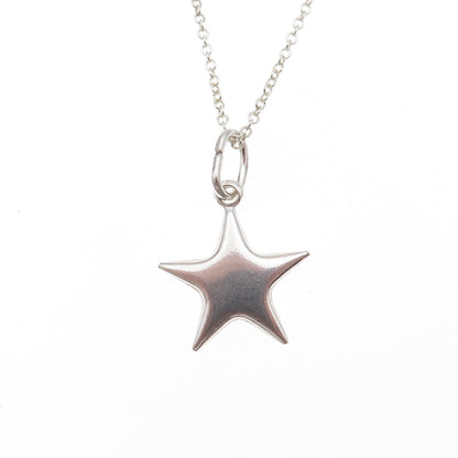 925 Sterling Silver Vintage Italy Star Cable Chain Necklace 18"