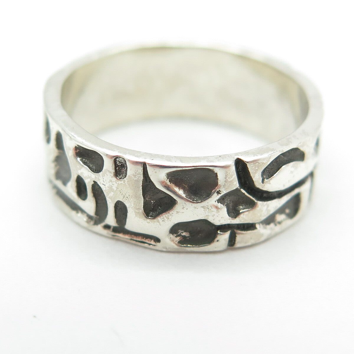 925 Sterling Silver Vintage Tribal Cave Band Ring Size 6.25
