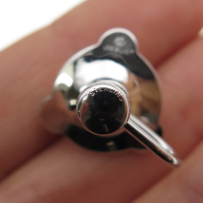 925 Sterling Silver Antique Art Deco Real Pearl Flower Screw Back Earrings