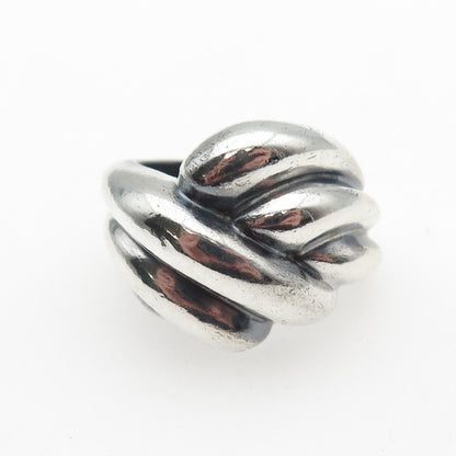 925 Sterling Silver Vintage Modernist Ribbed Oxidized Ring Size 7.5