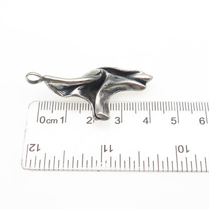 925 Sterling Silver Vintage Modernist Oxidized Charm Pendant