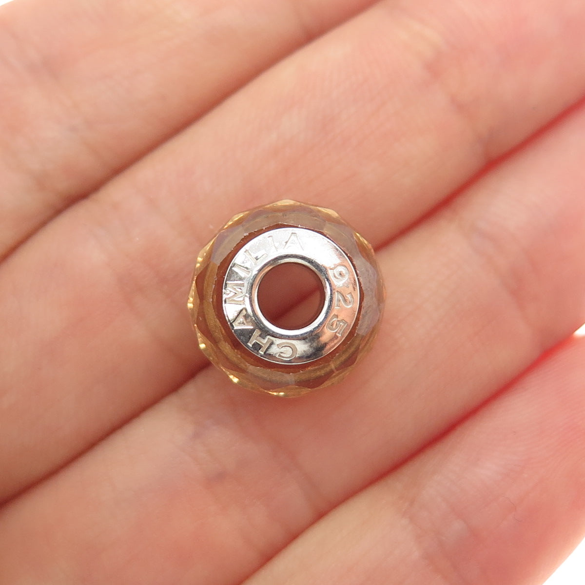CHAMILIA 925 Sterling Silver Glass Slide Bead Charm