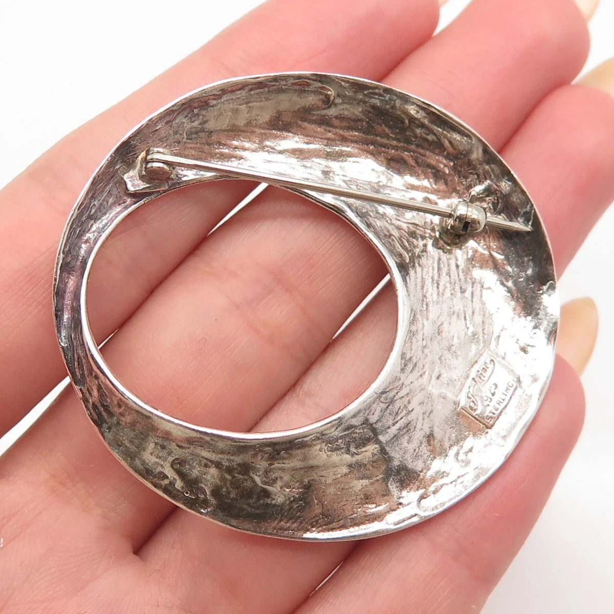 925 Sterling Silver Vintage Jezlaine Open Circle Pin Brooch