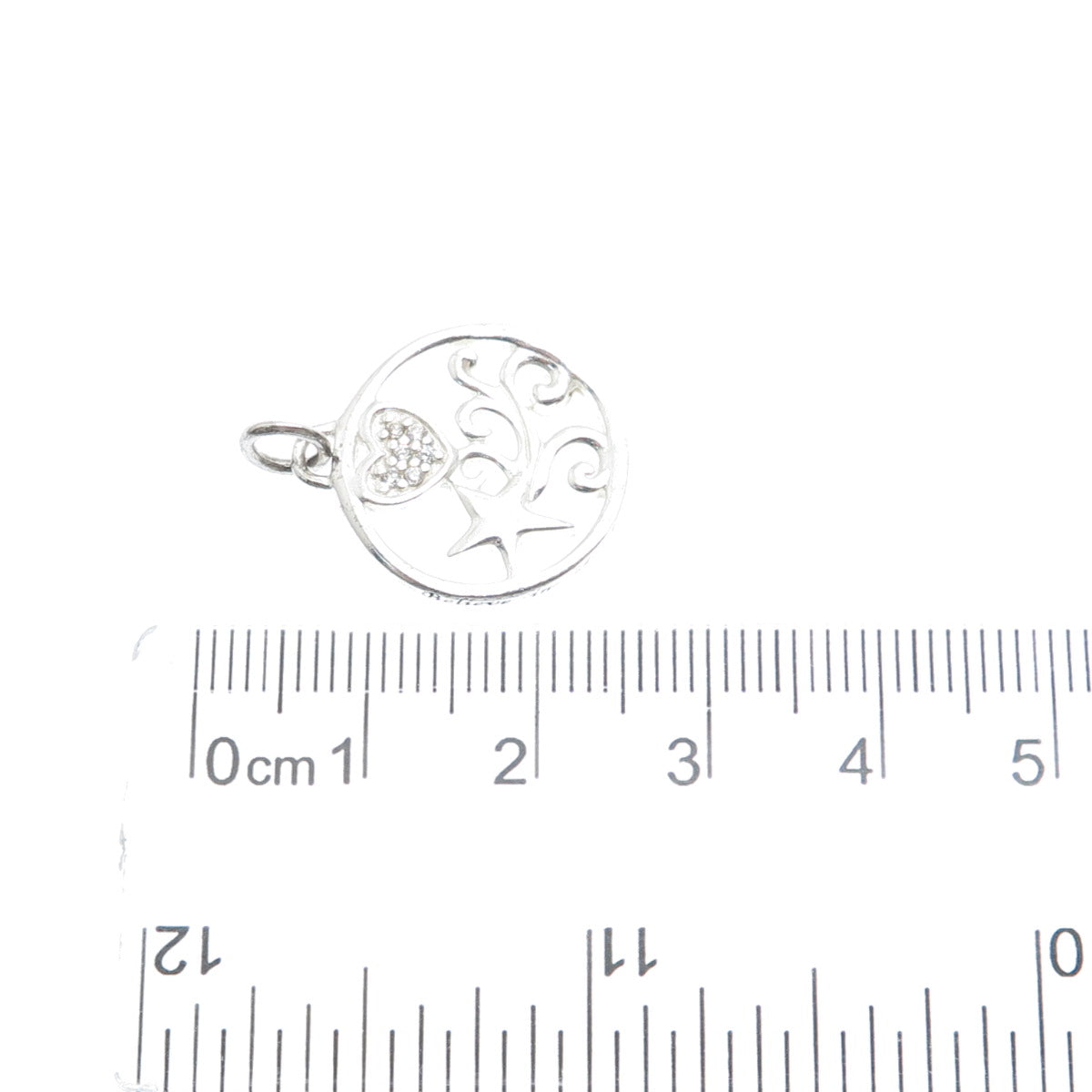 925 Sterling Silver Round-Cut C Z Heart & Falling Star Charm Pendant