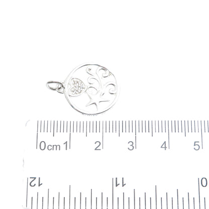 925 Sterling Silver Round-Cut C Z Heart & Falling Star Charm Pendant