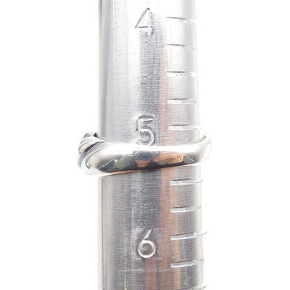 CELLINI 925 Sterling Silver Vintage Modernist Ribbed Oxidized Ring Size 5.25