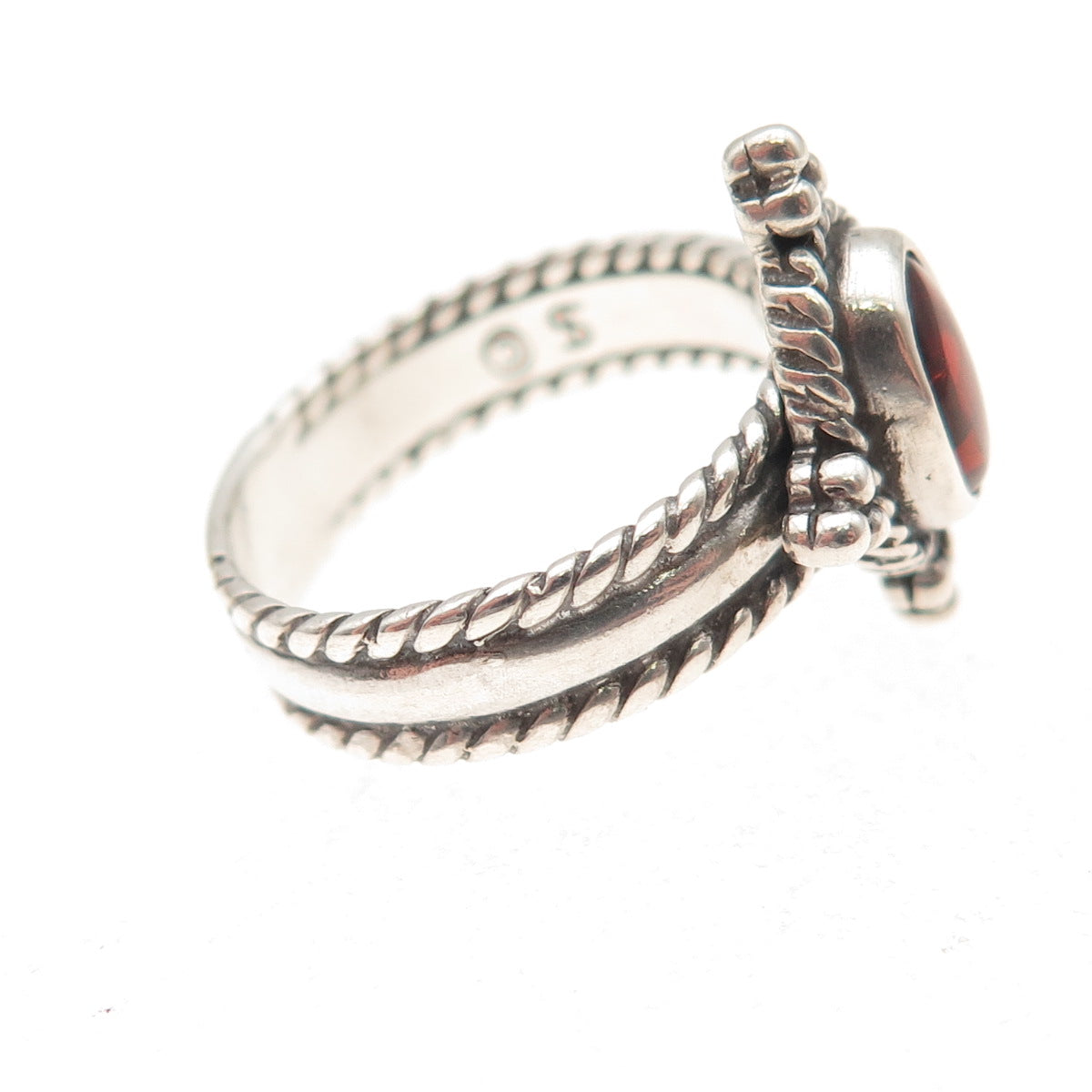 Shube 925 Sterling Silver Vintage Real Amber Oxidized Ring Size 6.75