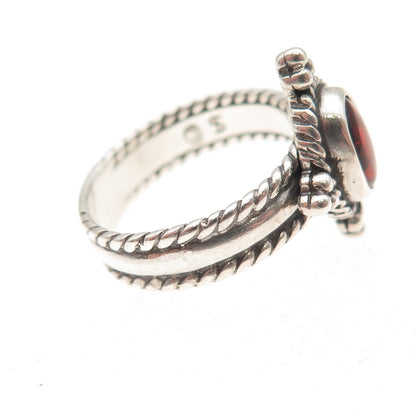 Shube 925 Sterling Silver Vintage Real Amber Oxidized Ring Size 6.75