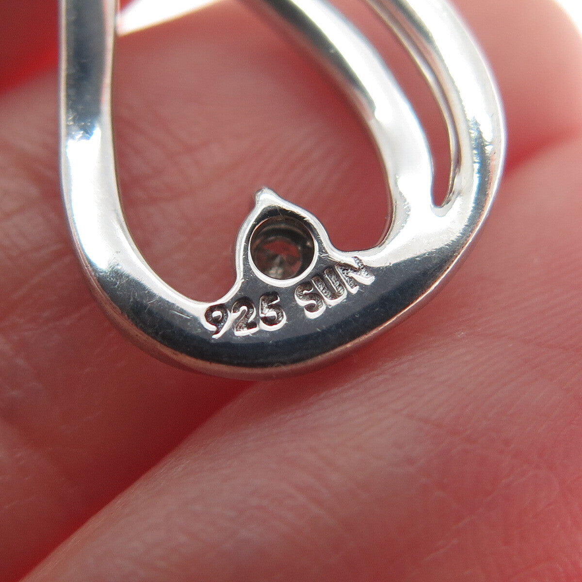 SUN 925 Sterling Silver Real Diamond Teardrop Minimalist Charm Pendant