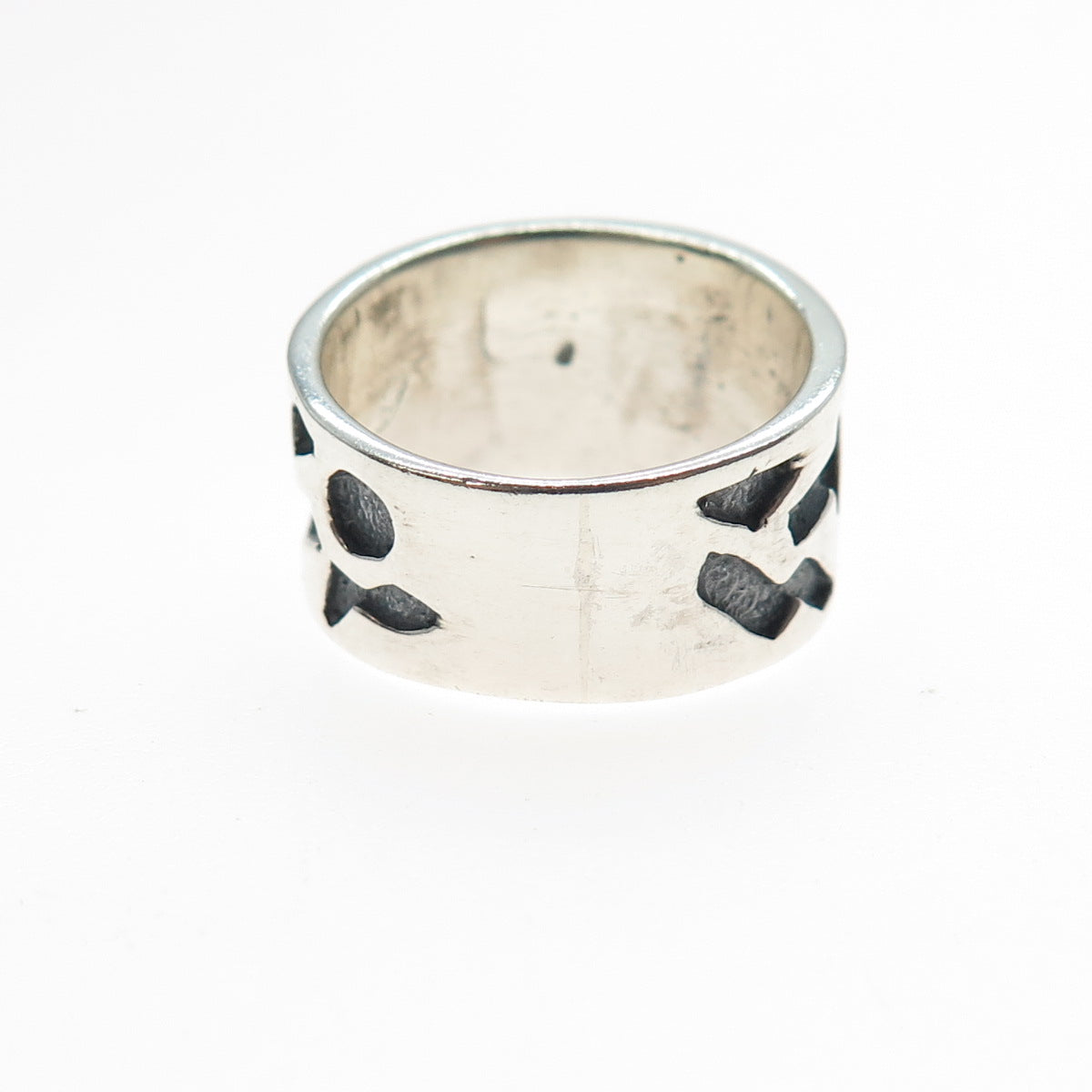 925 Sterling Silver Vintage Modernist Arrow Oxidized Ring Size 7