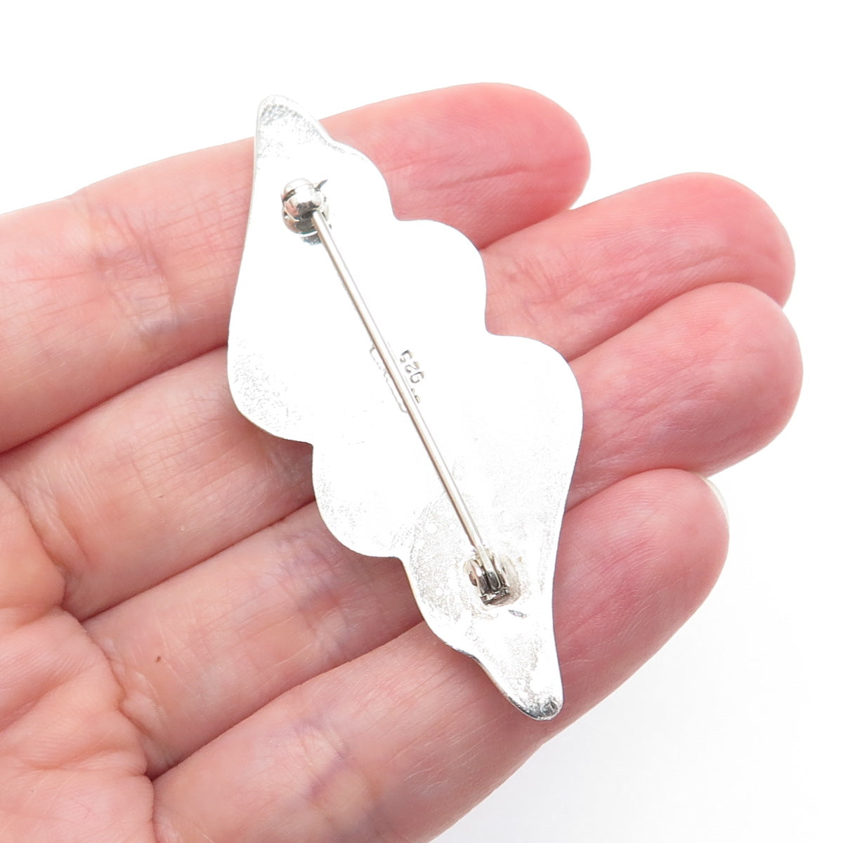 925 Sterling Silver 2-Tone Vintage Modernist Wavy Pin Brooch