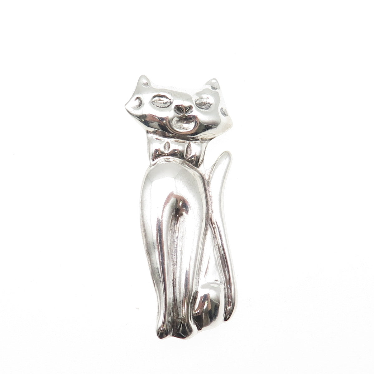 925 Sterling Silver Vintage Mexico Modernist Cat Pin Brooch