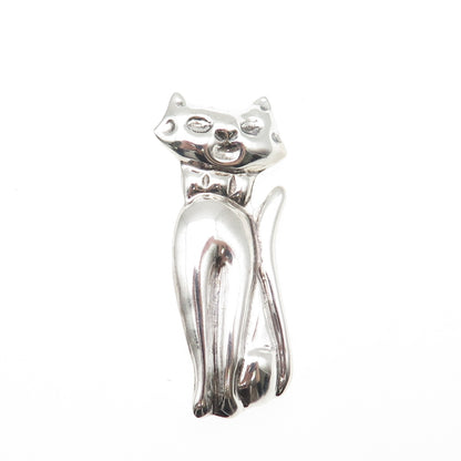 925 Sterling Silver Vintage Mexico Modernist Cat Pin Brooch