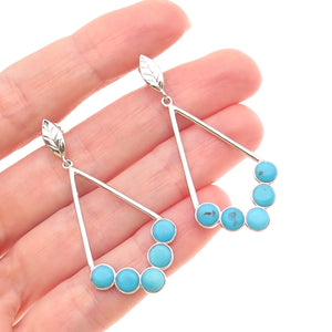 FD Felicia Design 925 Sterling Silver Real Turquoise Floral Dangle Earrings