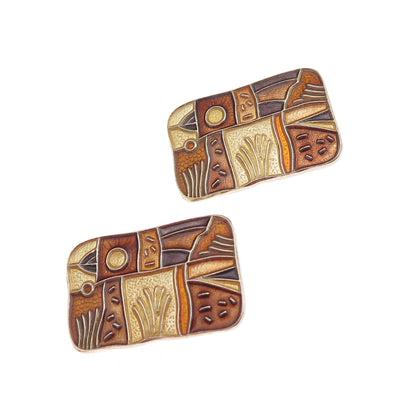 David Andersen 925S Sterling Vintage Norway Four Seasons Autumn Clip On Earrings