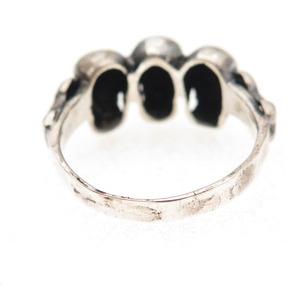 925 Sterling Silver Vintage Skull Oxidized Biker Ring Size 10
