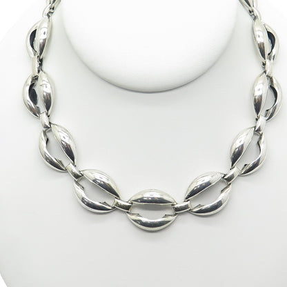DANECRAFT 925 Sterling Silver Antique Art Deco Coffee Bean Chain Necklace 15"