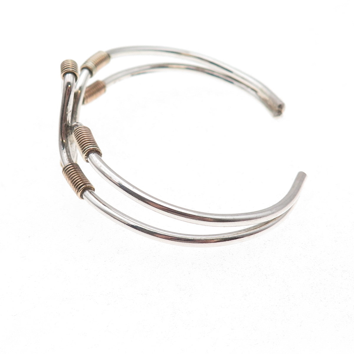 925 Sterling Silver Gold Filled Vintage Modernist Adjustable Bracelet 6.25"